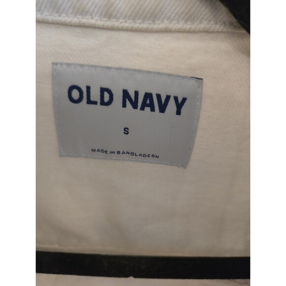OLD NAVY White Cropped Denim Jean Jacket Women's Size S Small Trucker Style - Picture 2 of 8